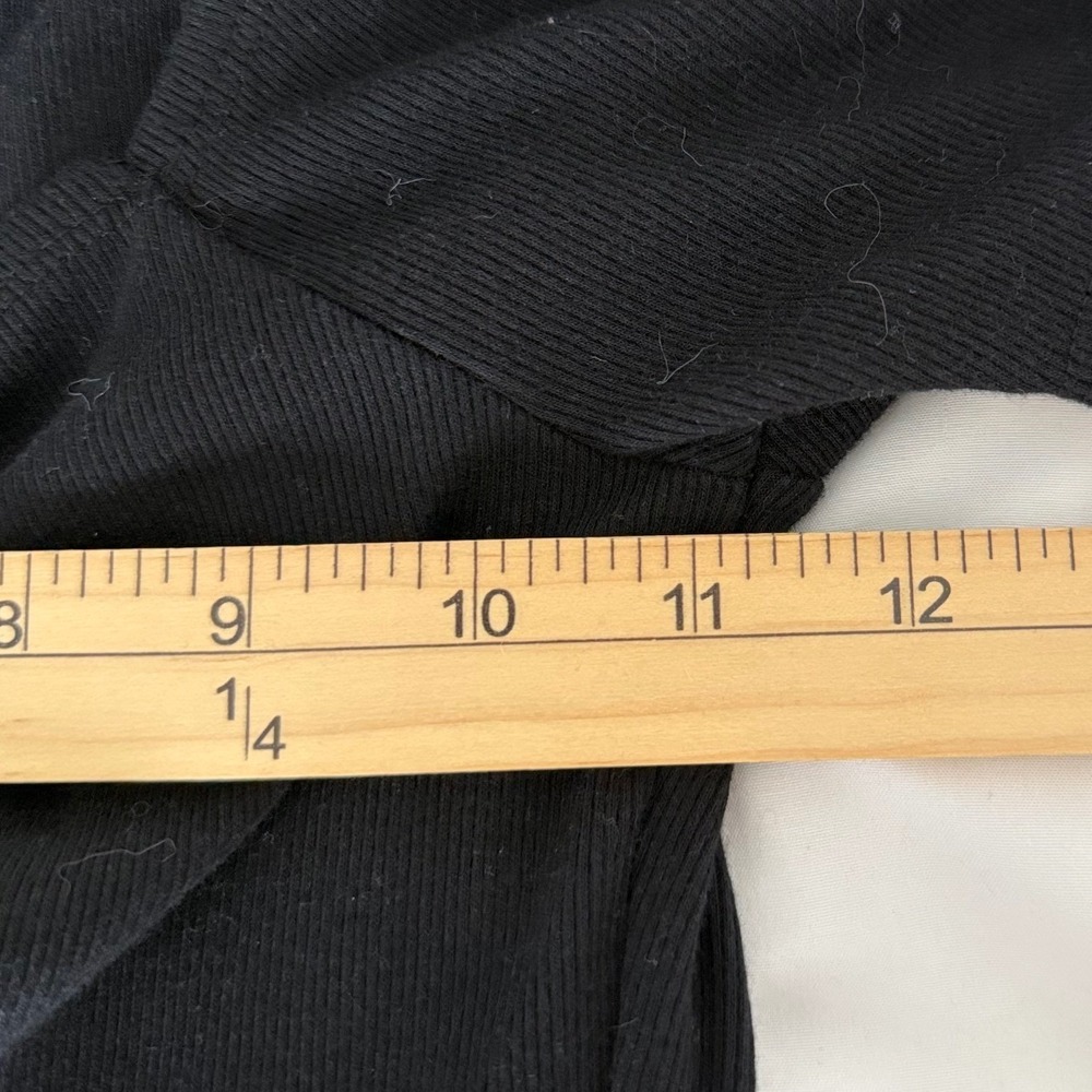 Aeropostale Y2K Black Ribbed Tie Front Crop Top Short Sleeve Sweetheart Neck S - Picture 6 of 8